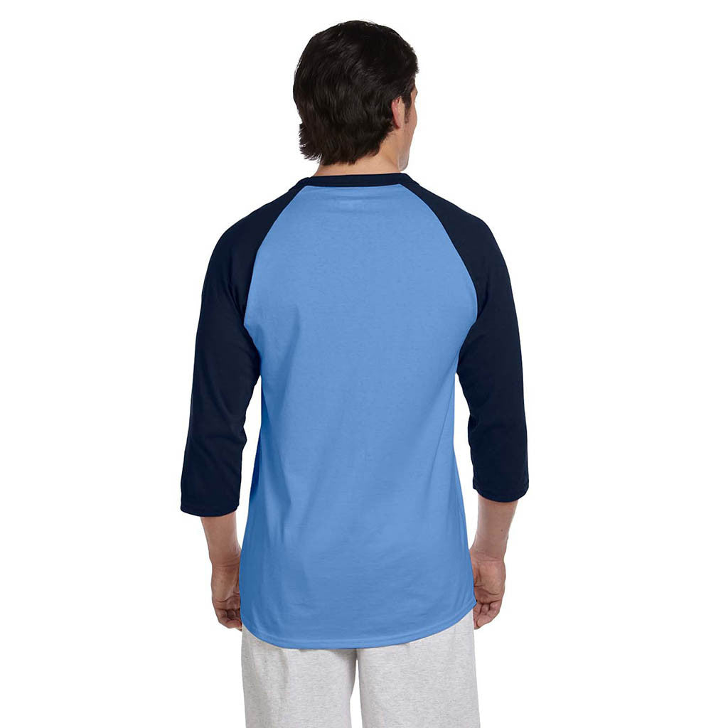 Longline Baseball T-Shirt Sky Blue-Navy Blue