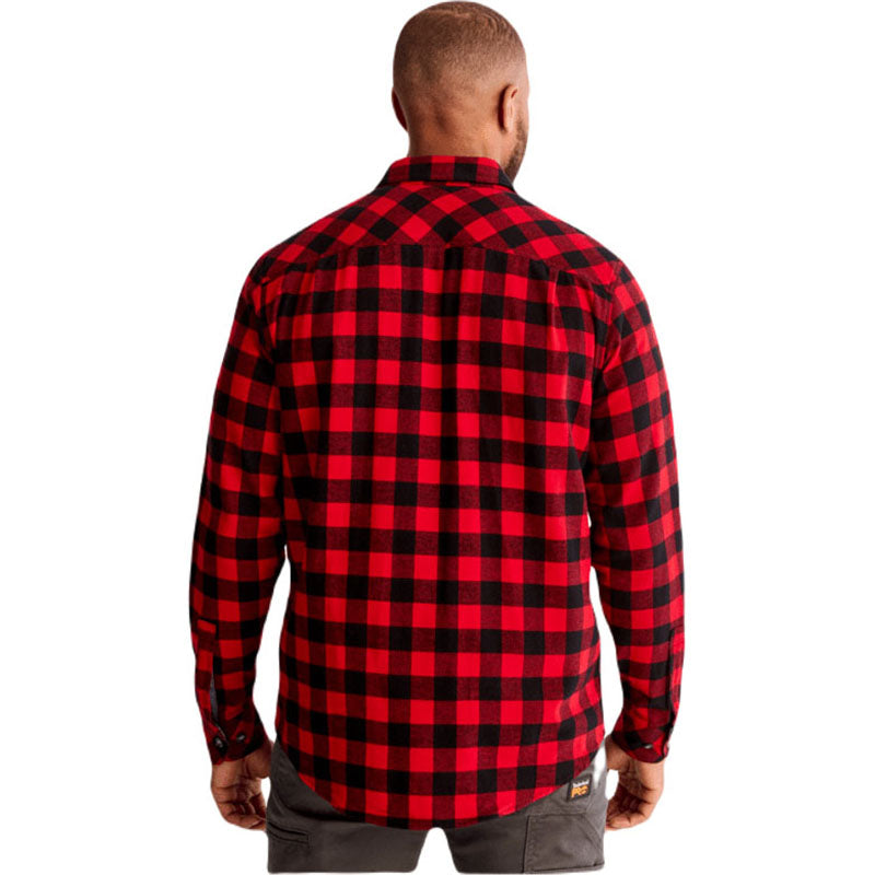 Timberland Men's Classic Red/Black Buffalo Check Woodfort Mid-Weight Flannel Shirt