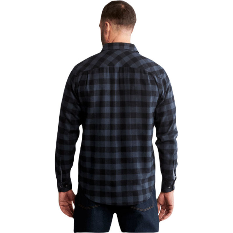 Timberland Men's Navy Buffalo Check Woodfort Mid-Weight Flannel Shirt