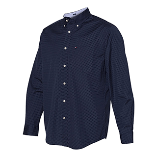 Tommy Hilfiger Men's Navy Blazer 100s Two-Ply Polka Dot Shirt