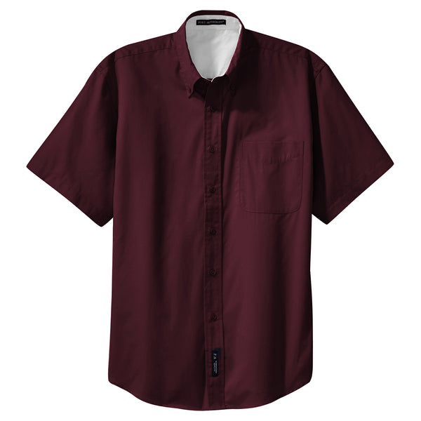 Port Authority Men's Burgundy/Light Stone Tall Short Sleeve Easy Care