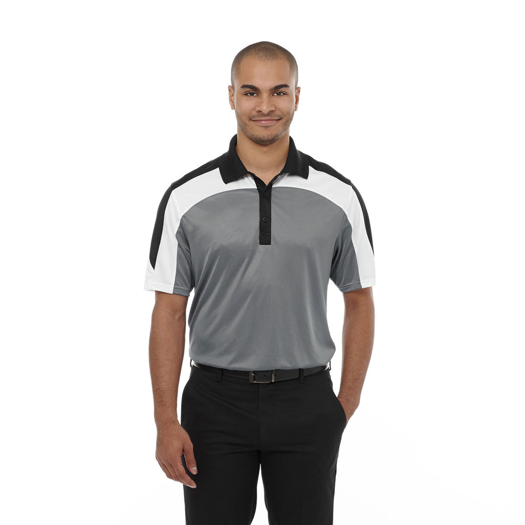 Elevate Men's Steel Grey/Black/White Vesta Short Sleeve Polo