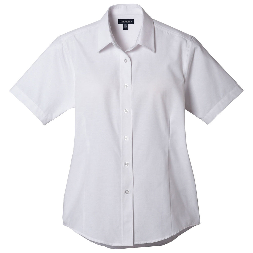 Elevate Women's White Lambert Oxford Short Sleeve Shirt