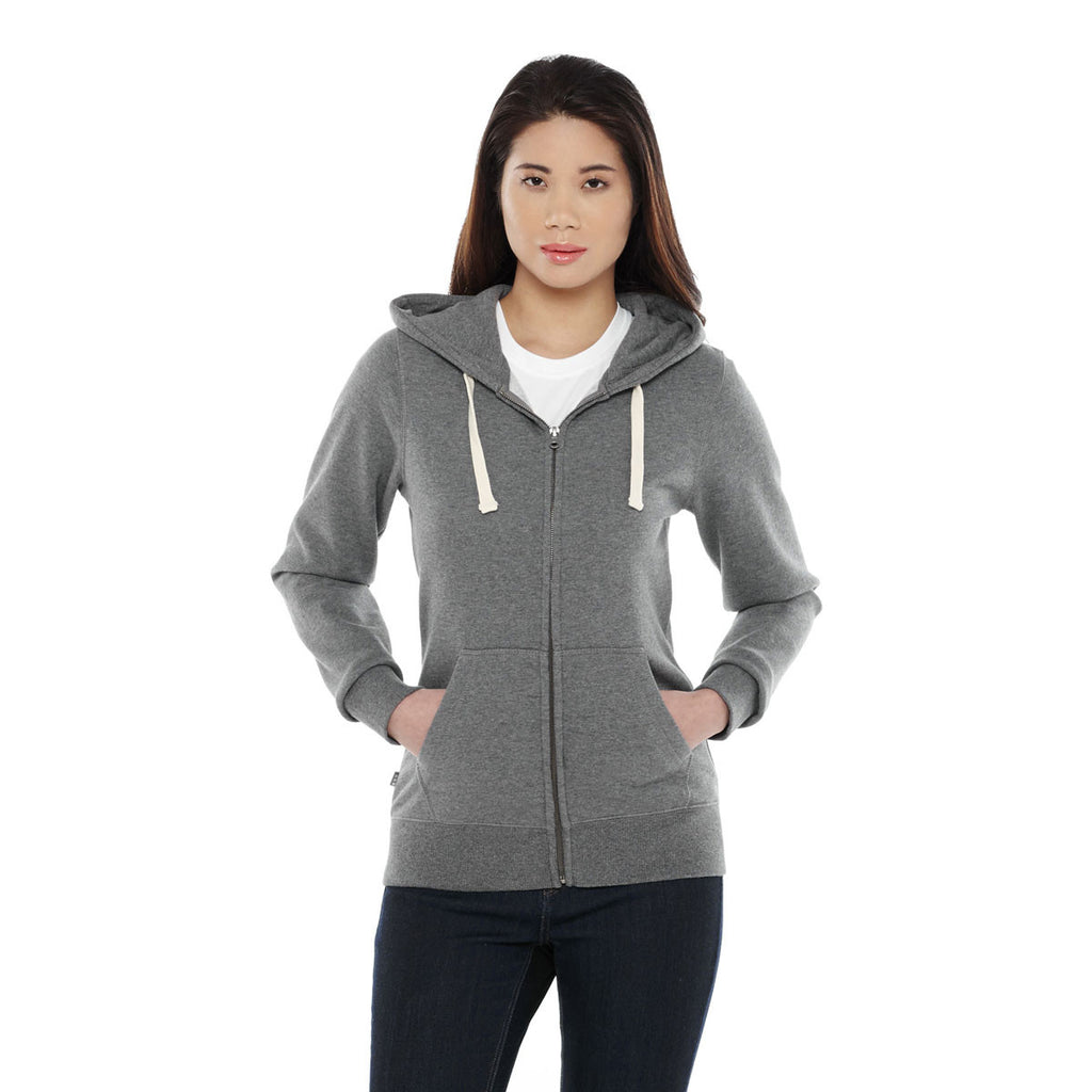 Elevate Women's Heather Charcoal Huron Fleece Full Zip Hoodie