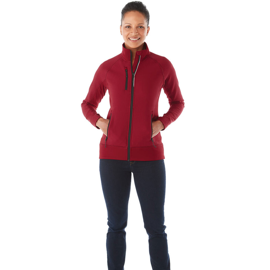 Elevate Women's Vintage Red Panorama Hybrid Knit Jacket