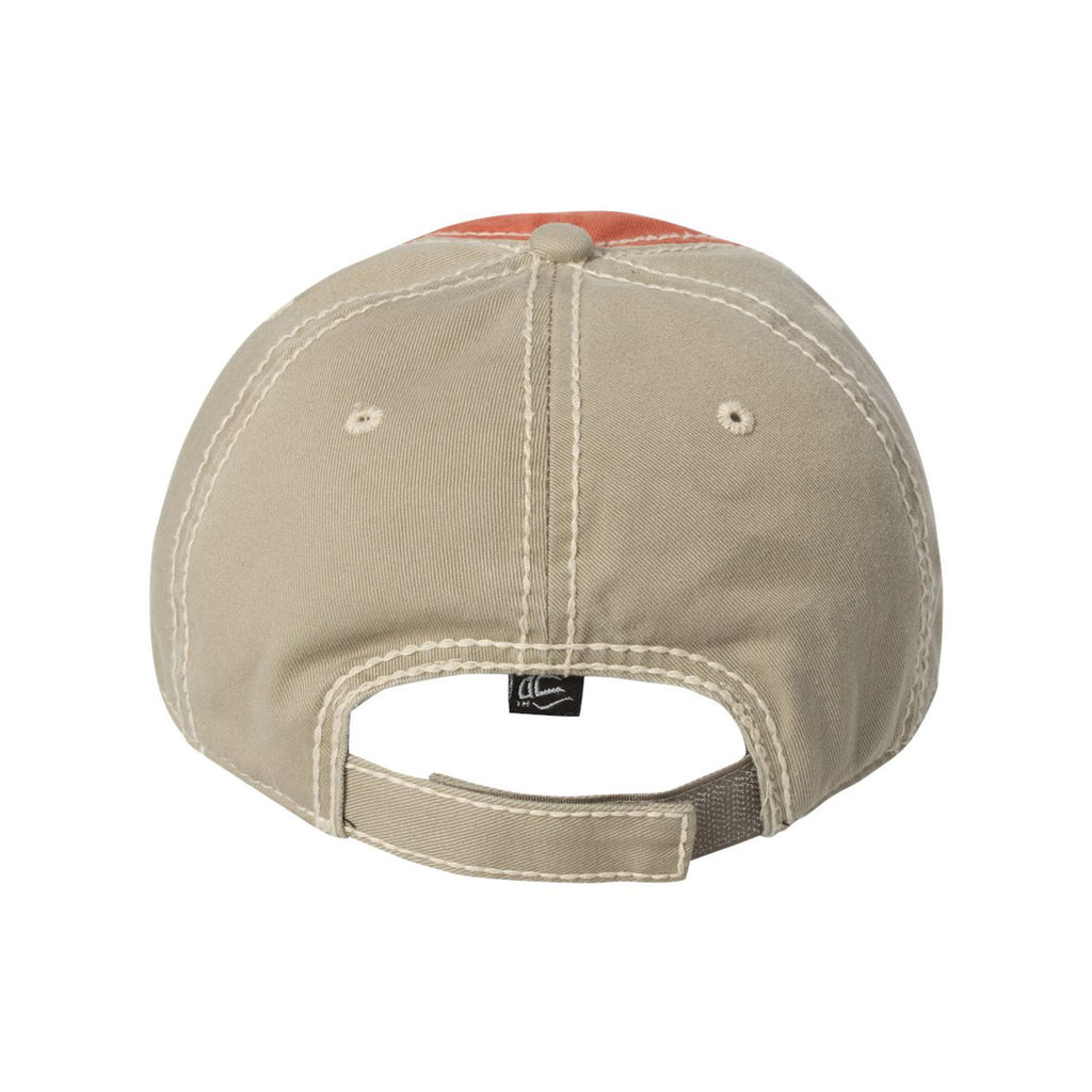 Outdoor Cap Burnt Orange/Khaki/Brown Washed Chino Cap with Contrast Stitching