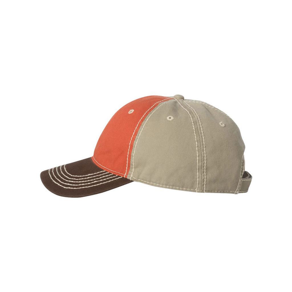 Outdoor Cap Burnt Orange/Khaki/Brown Washed Chino Cap with Contrast Stitching