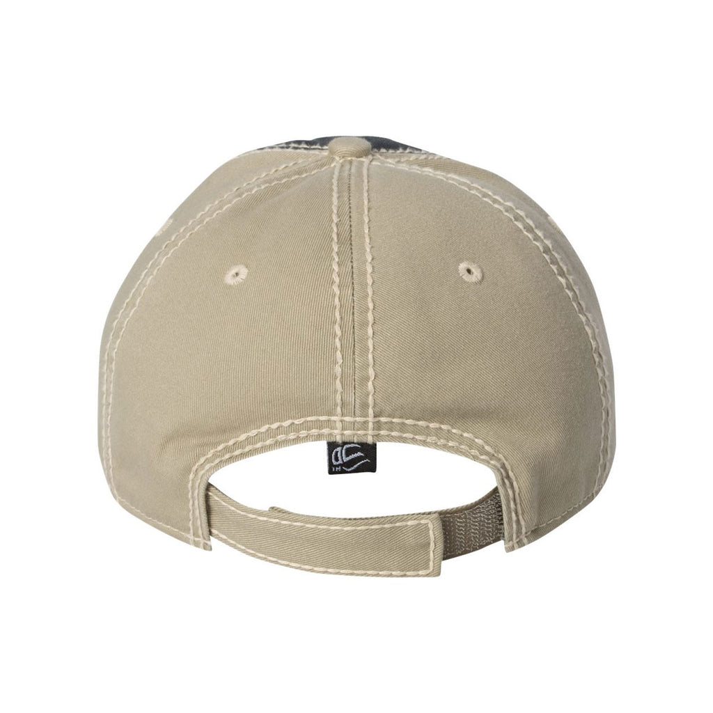 Outdoor Cap Navy/Khaki/Brown Washed Chino Cap with Contrast Stitching