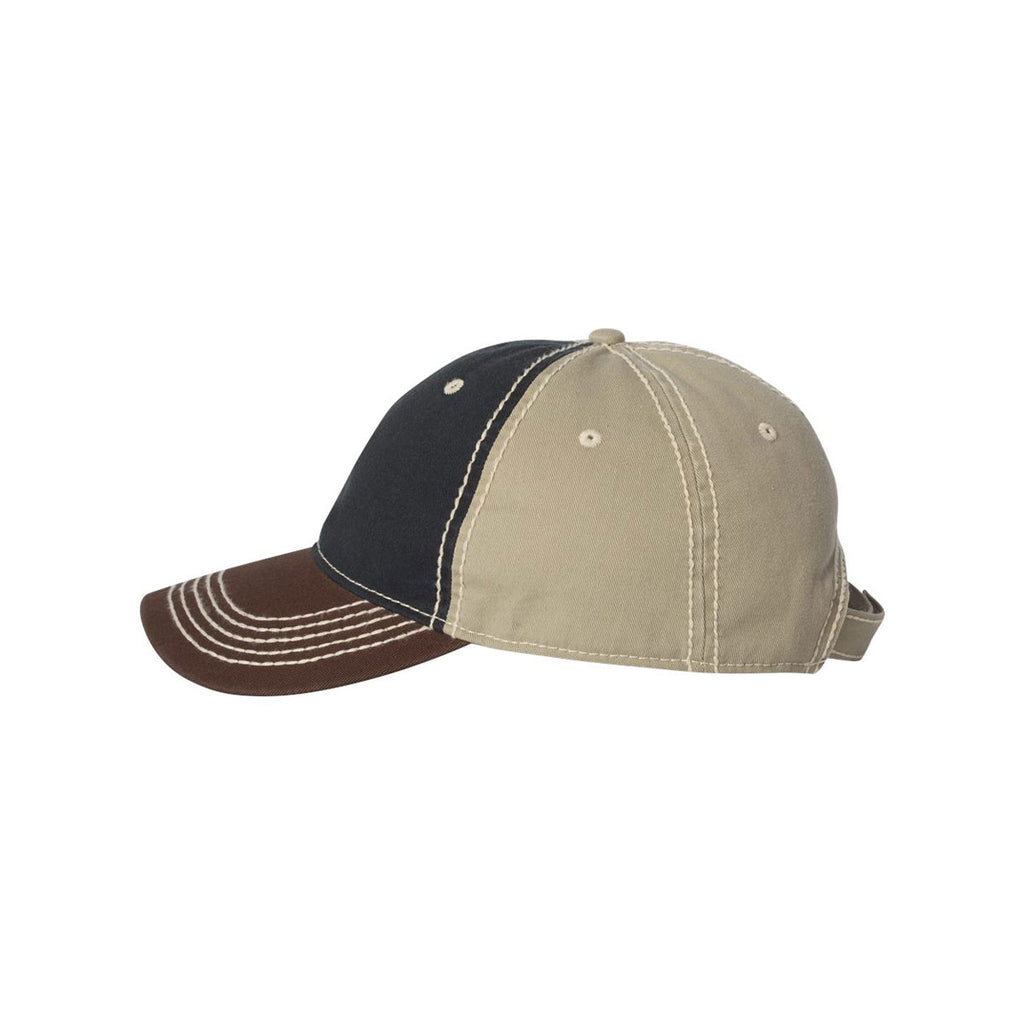 Outdoor Cap Navy/Khaki/Brown Washed Chino Cap with Contrast Stitching