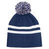 Team 365 Sport Dark Navy/White Striped Pom Beanie