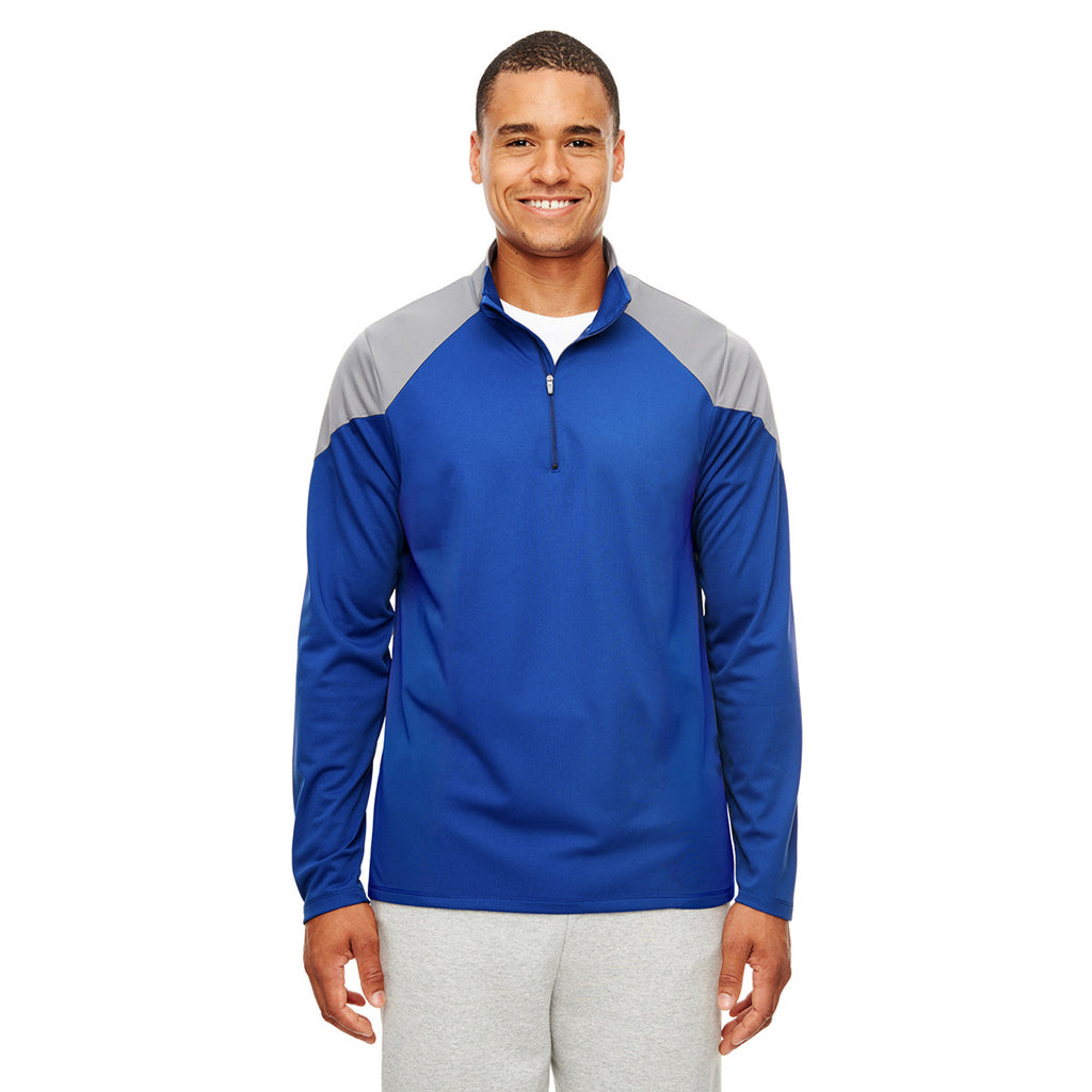 Team 365 Men's Sport Royal/Sport Graphite Command Colorblock Snag-Protection Quarter-Zip