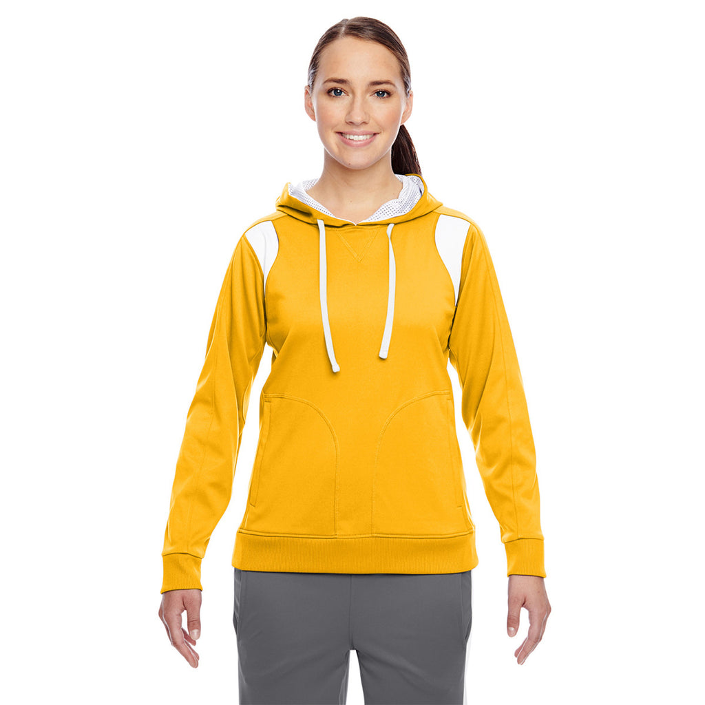 Team 365 Women's Sport Athletic Gold/White Elite Performance Hoodie