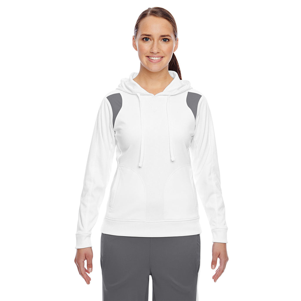 Team 365 Women's White/Sport Graphite Elite Performance Hoodie