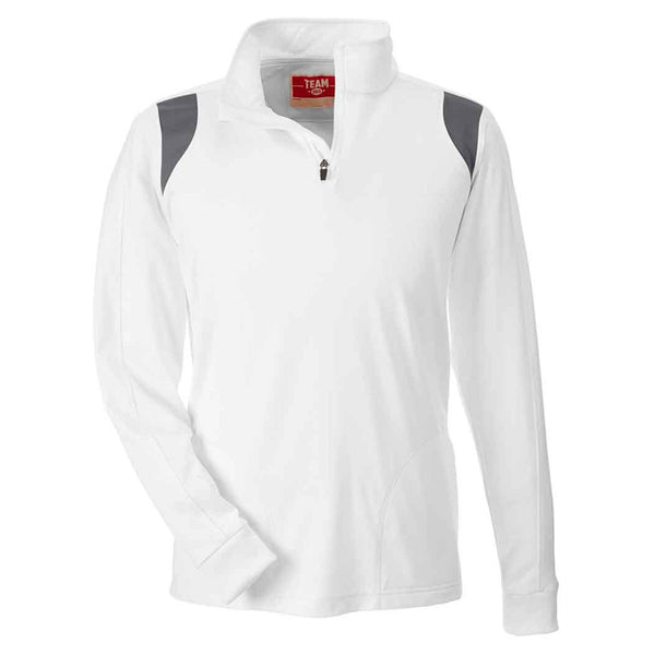 Team 365 Men's White/Sport Graphite Elite Performance Quarter-Zip