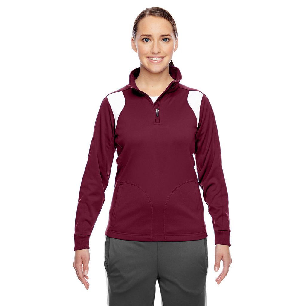 Team 365 Women's Sport Maroon/White Elite Performance Quarter-Zip