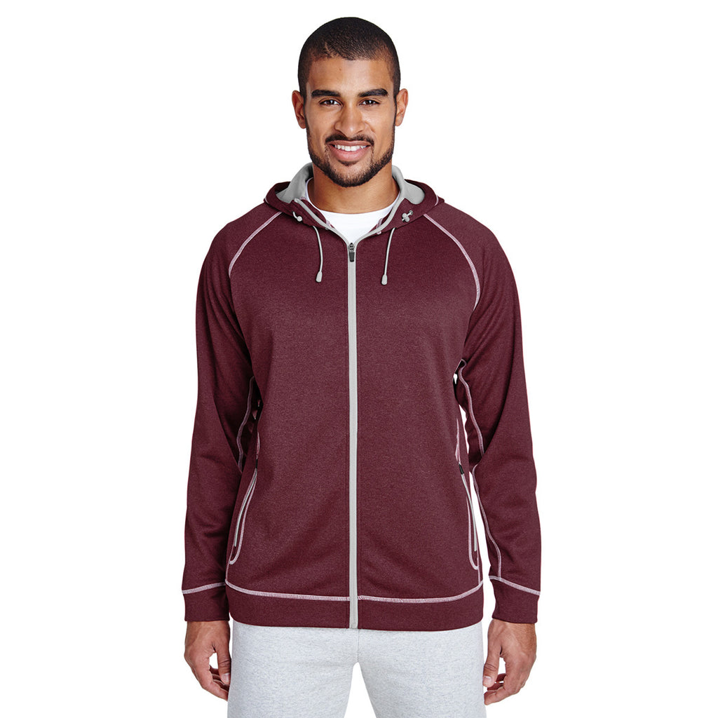 Team 365 Men's Sport Maroon Heather/Sport Silver Excel Melange Performance Fleece Jacket