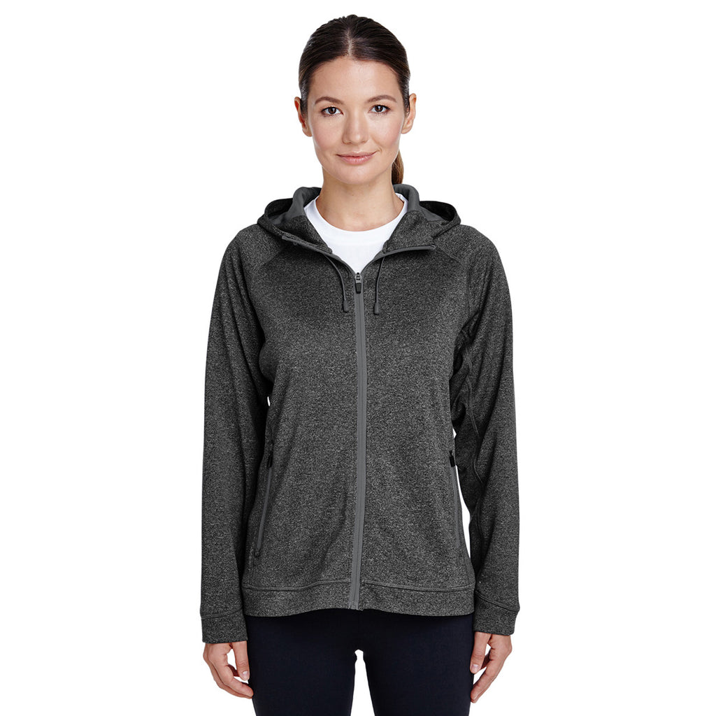 Team 365 Women's Dark Grey Heather/Sport Graphite Excel Melange Performance Fleece Jacket