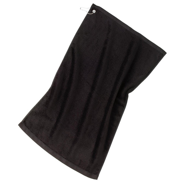 Port Authority Black Grommeted Golf Towel