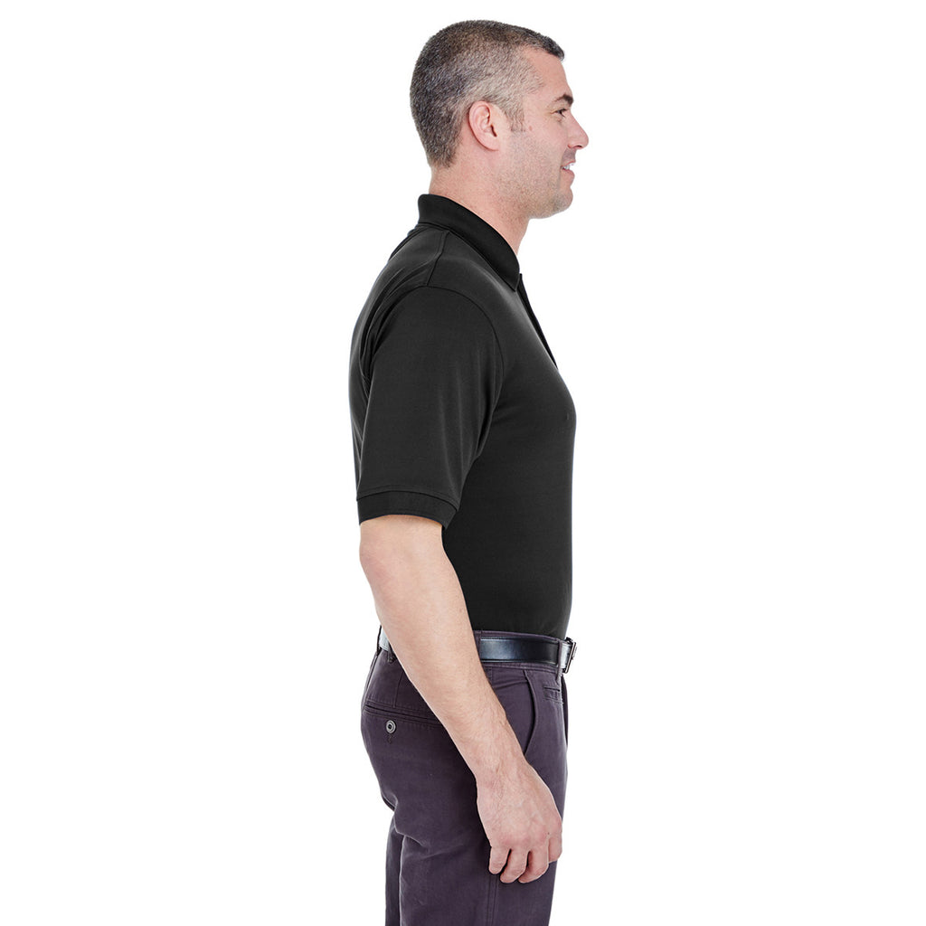 UltraClub Men's Black Platinum Performance Pique Polo with TempControl Technology