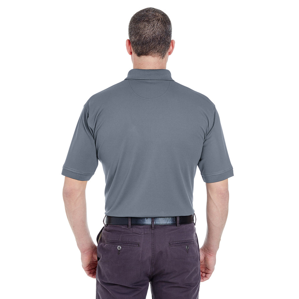 UltraClub Men's Charcoal Platinum Performance Pique Polo with TempControl Technology