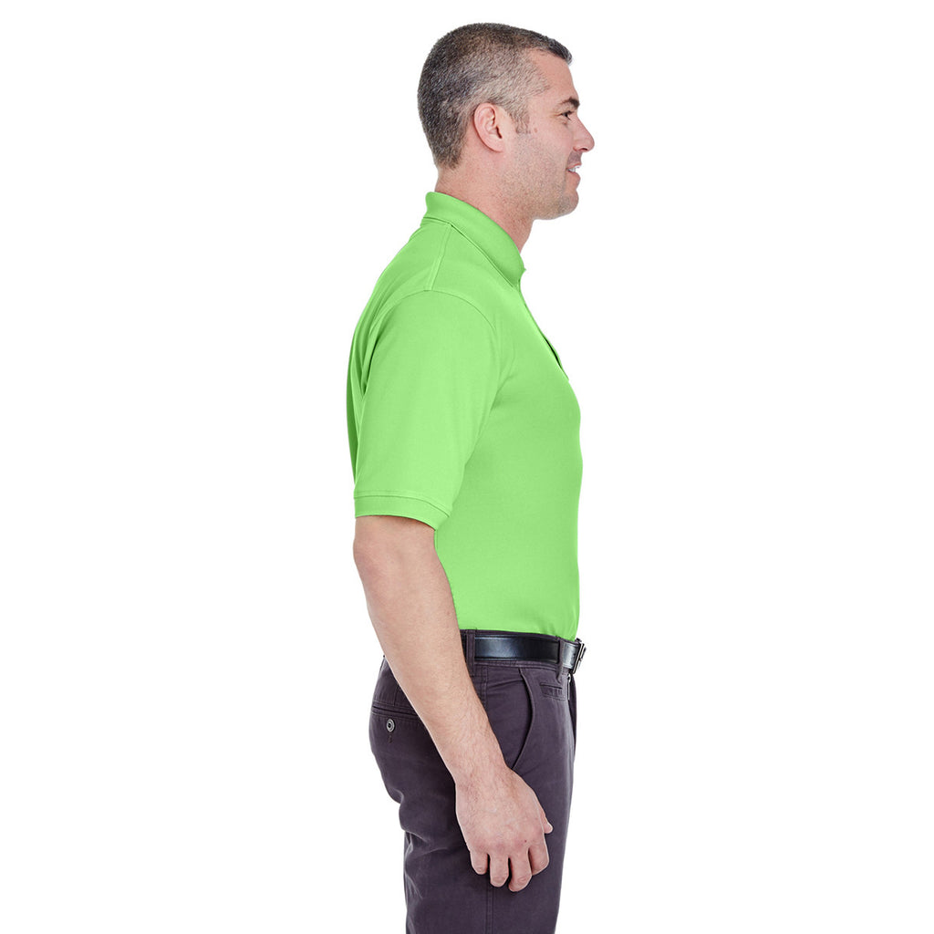 UltraClub Men's Light Green Platinum Performance Pique Polo with TempControl Technology