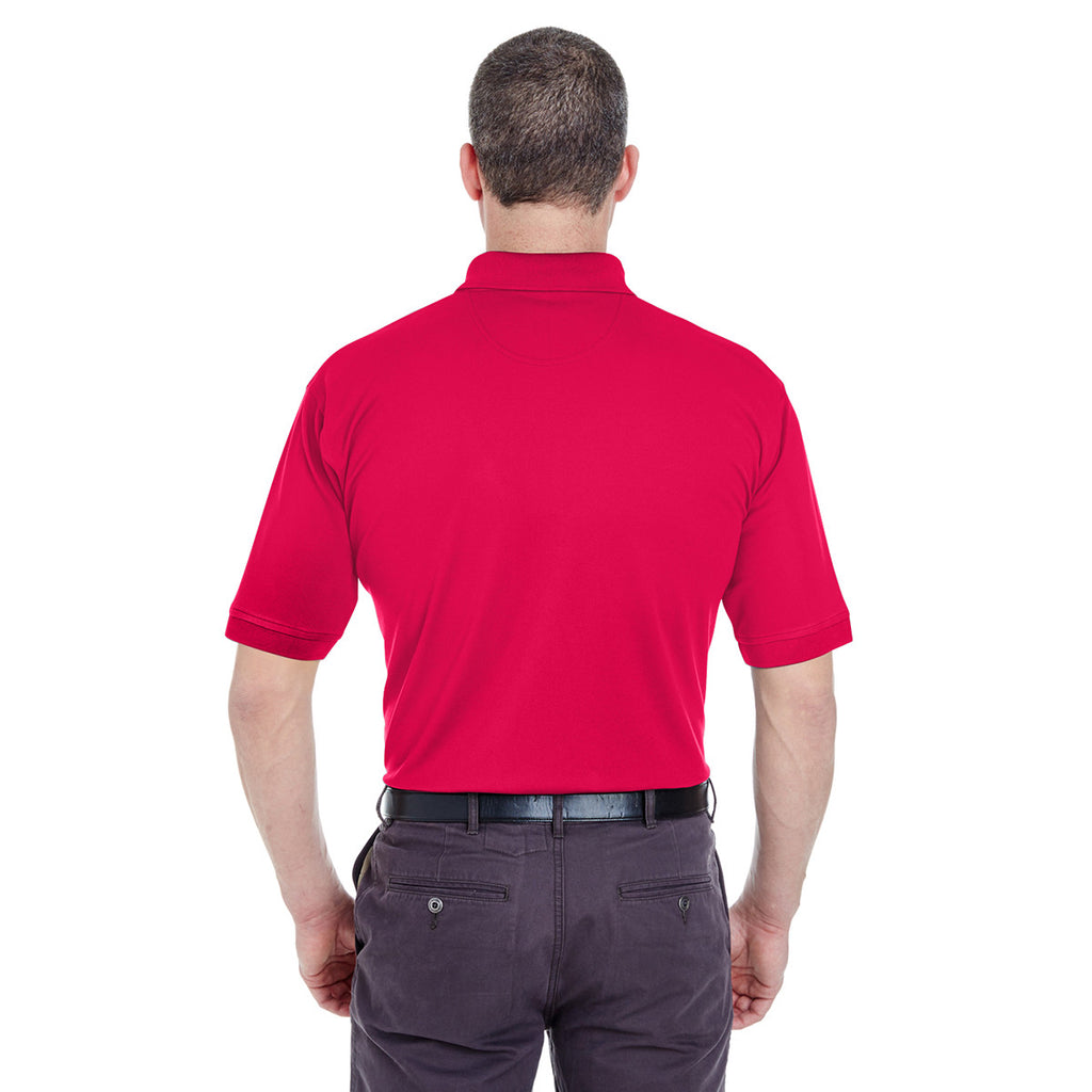 UltraClub Men's Red Platinum Performance Pique Polo with TempControl Technology