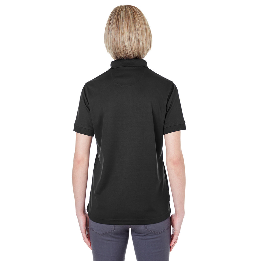 UltraClub Women's Black Platinum Performance Pique Polo with TempControl Technology