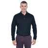 UltraClub Men's Navy Egyptian Interlock Long-Sleeve Polo