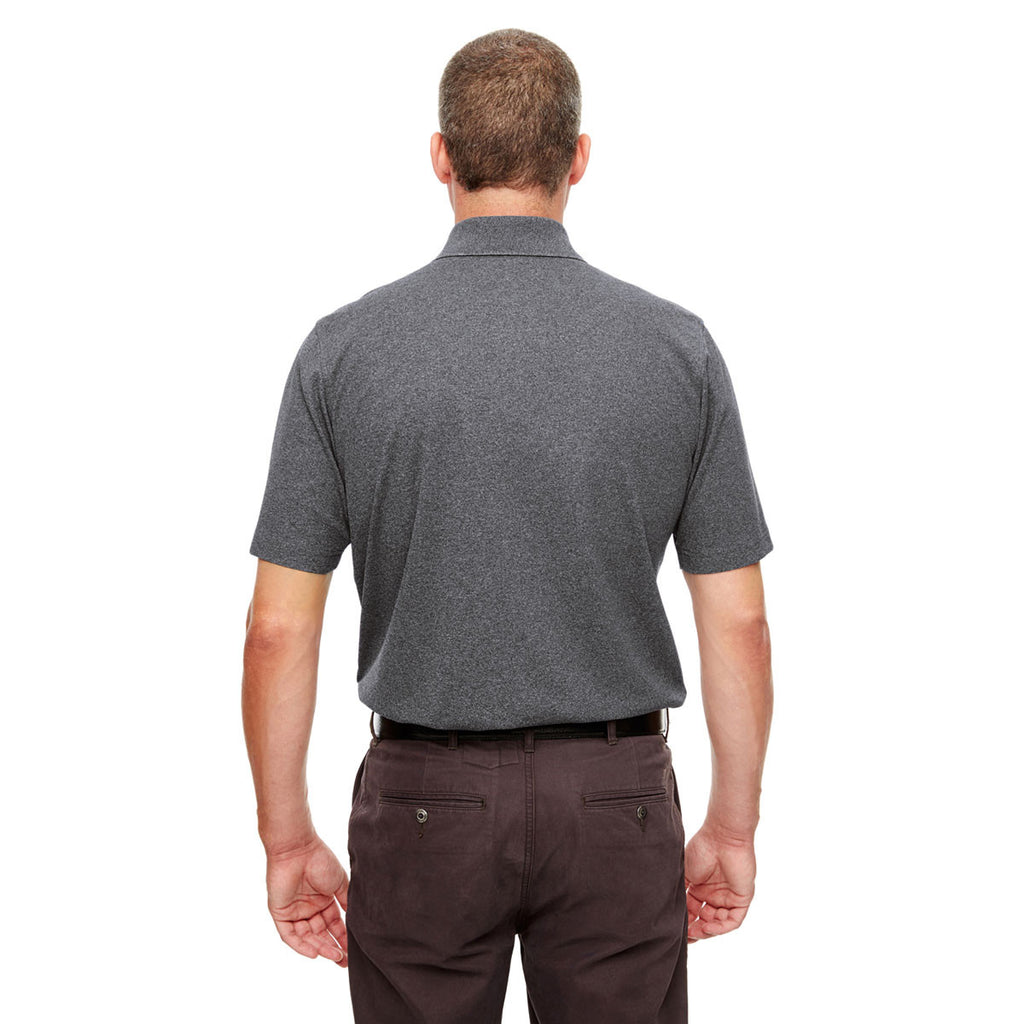 UltraClub Men's Black Heather Heathered Pique Polo