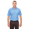 UltraClub Men's Columbia Blue Heather Heathered Pique Polo