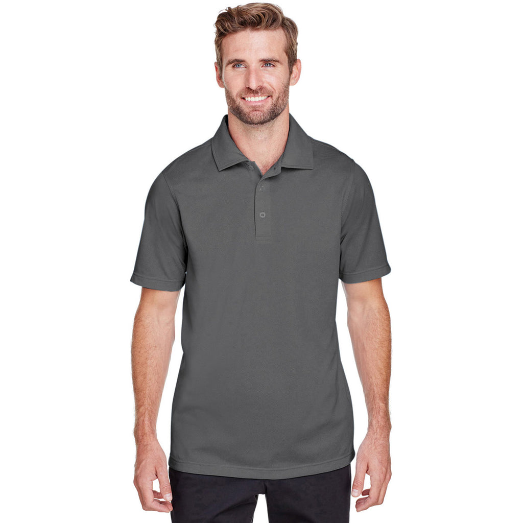 UltraClub Men's Charcoal/Black Cavalry Twill Performance Polo