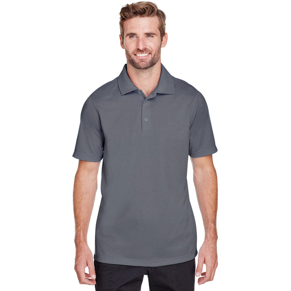 UltraClub Men's Charcoal/Navy Cavalry Twill Performance Polo