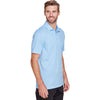 UltraClub Men's White/Columbia Blue Cavalry Twill Performance Polo