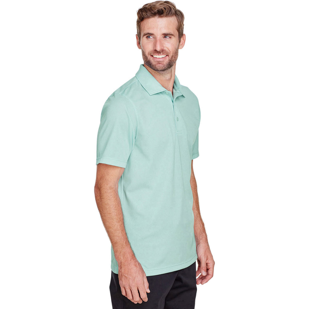 UltraClub Men's White/Jade Cavalry Twill Performance Polo