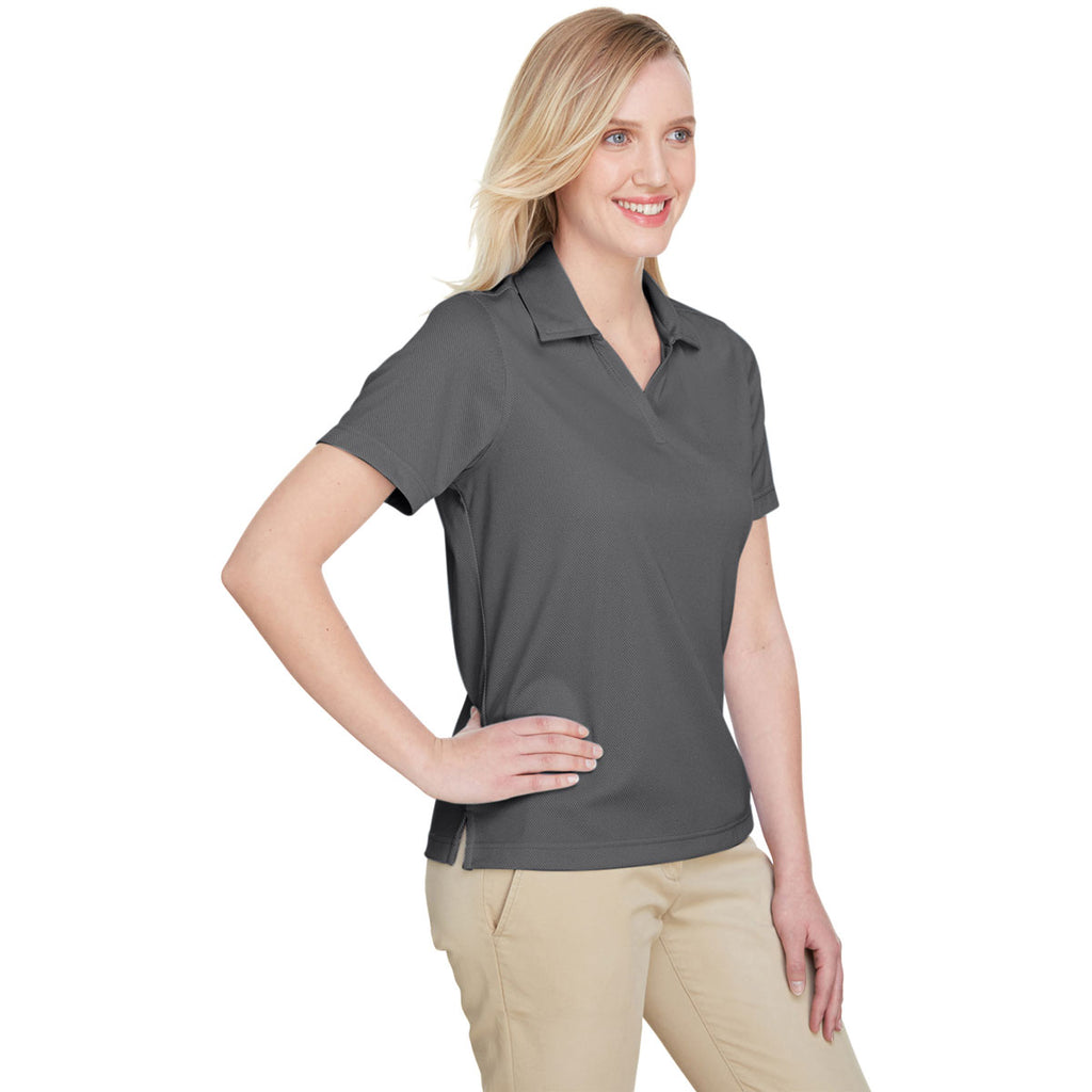 UltraClub Women's Charcoal/Black Cavalry Twill Performance Polo