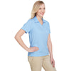 UltraClub Women's White/Columbia Blue Cavalry Twill Performance Polo