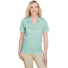 UltraClub Women's White/Jade Cavalry Twill Performance Polo