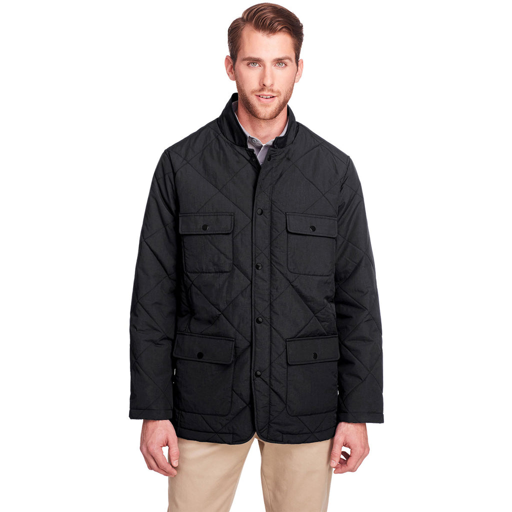 UltraClub Men's Black Dawson Quilted Hacking Jacket