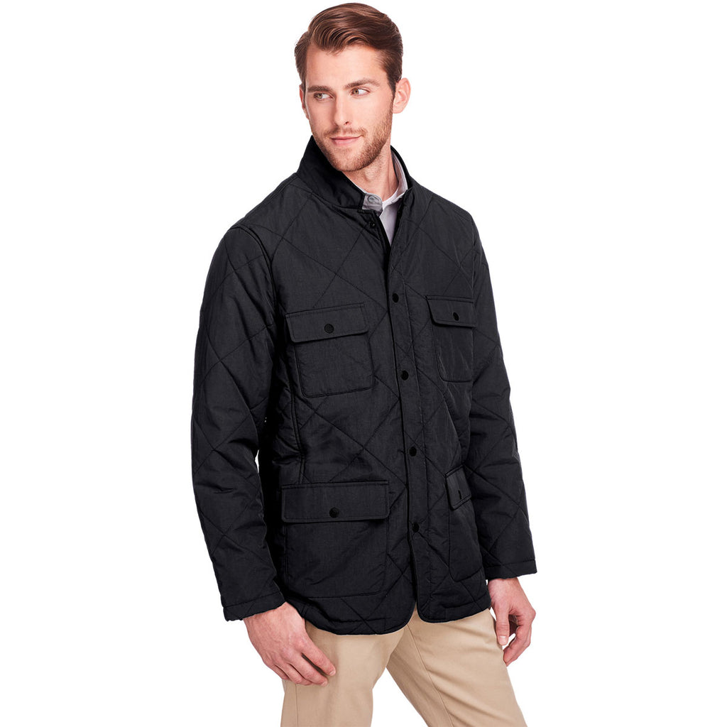 UltraClub Men's Black Dawson Quilted Hacking Jacket