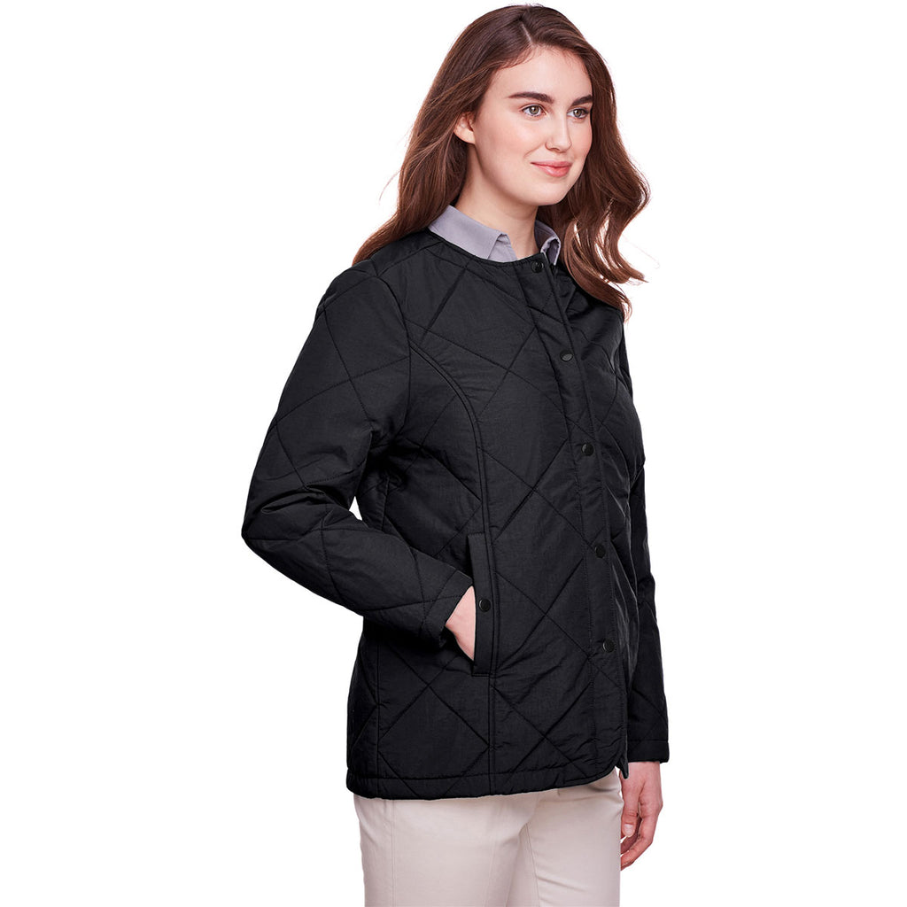 UltraClub Women's Black Dawson Quilted Hacking Jacket