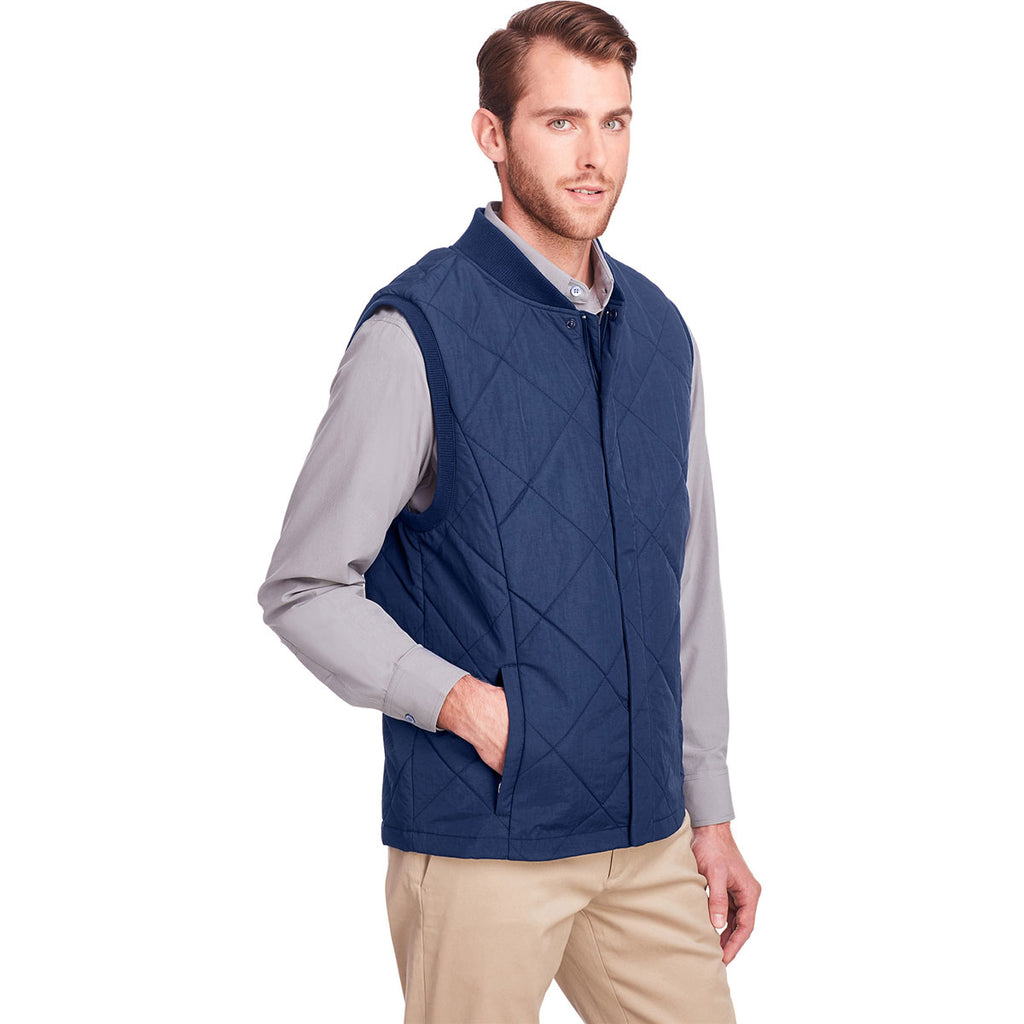 UltraClub Men's Navy Dawson Quilted Hacking Vest