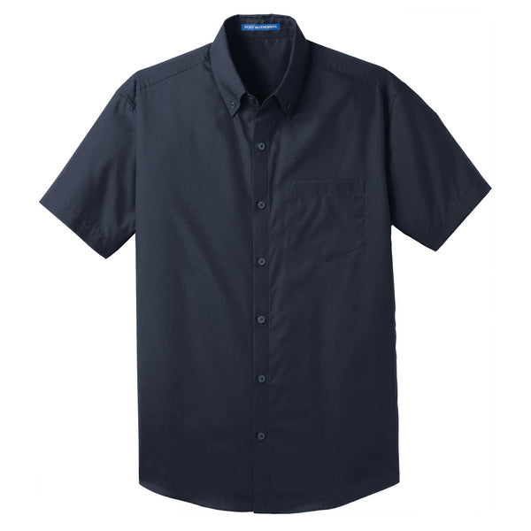 Port Authority Men's River Blue Navy Short Sleeve Carefree Poplin Shir