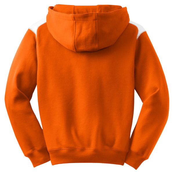 Sport-Tek Youth Orange Pullover Hooded Sweatshirt with Contrast Color