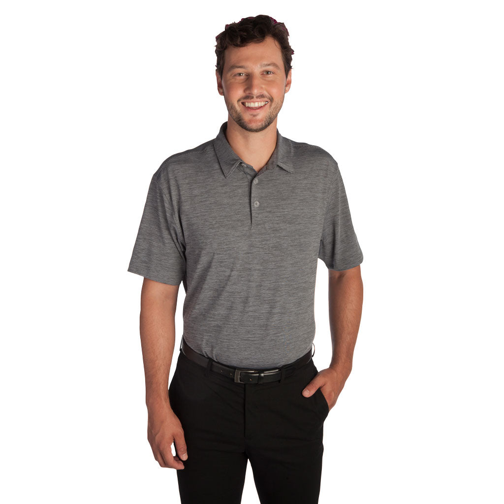 Zusa Men's Custom Steel/Black Heather Stripe Polo | Custom Polos