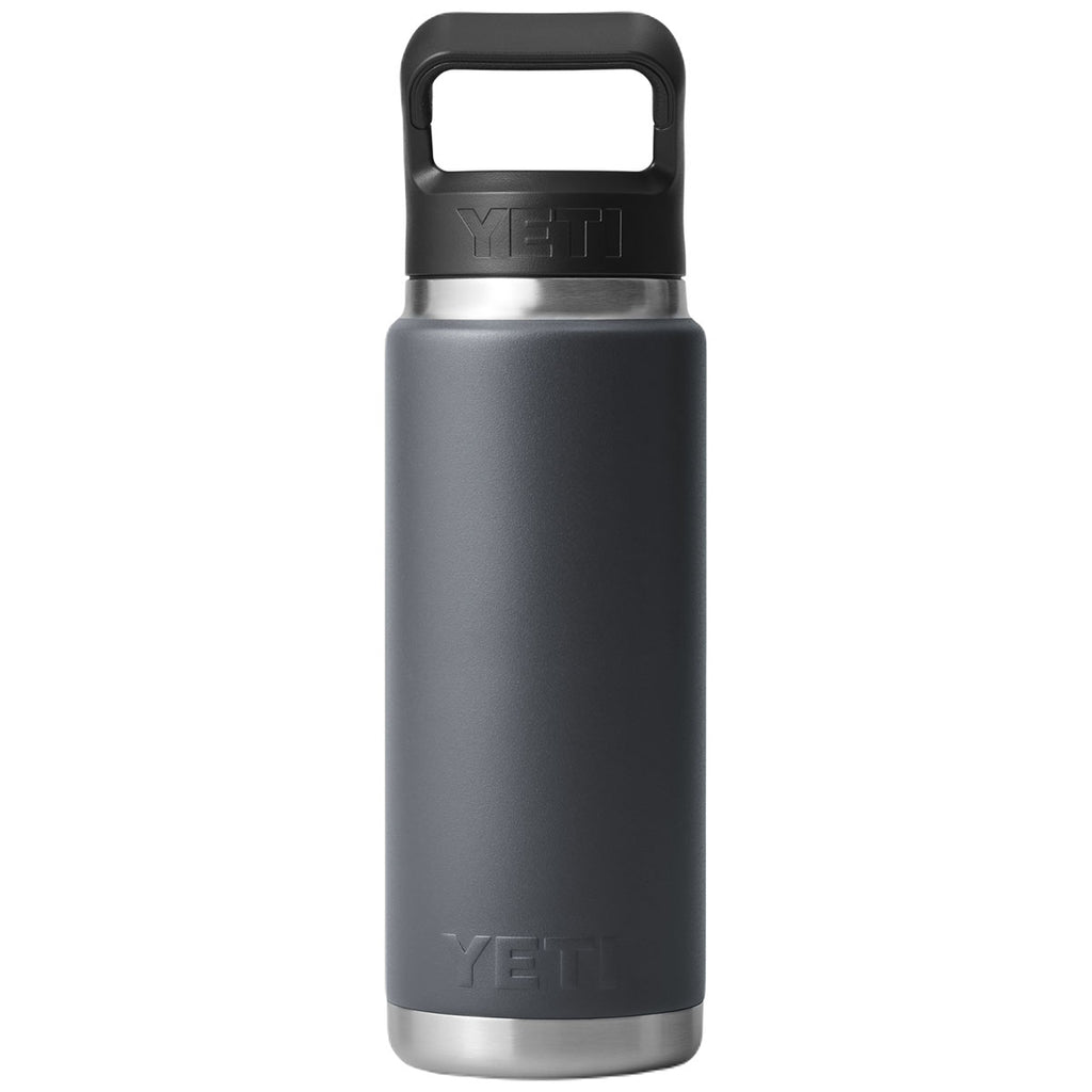 YETI Charcoal Rambler 26 oz Water Bottle W/Straw Cap